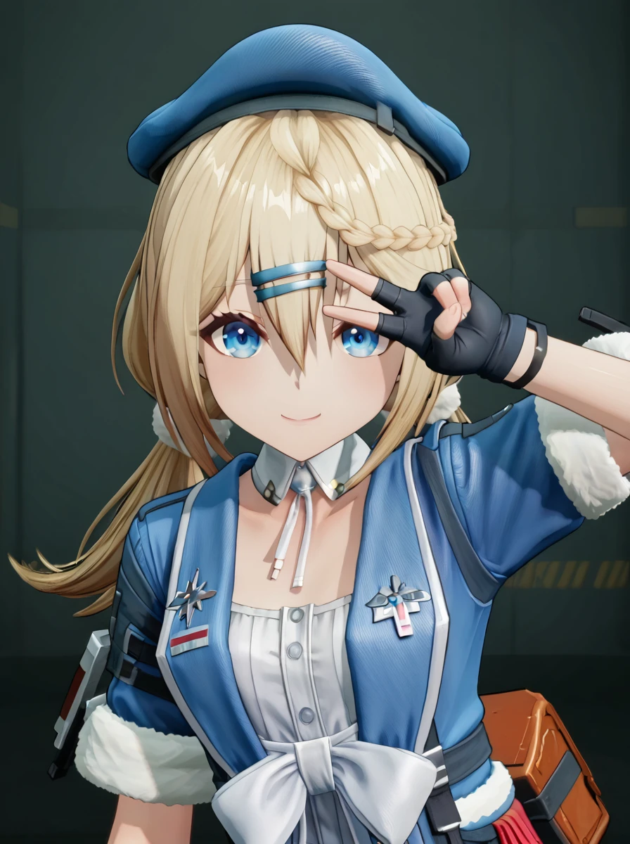 (masterpiece, best quality:1.2), <lyco:kancolle_colorado-10:1.0>, cowboy shot, solo, 1girl, colorado, smile, looking at viewer, wading, side braids, garrison cap, headgear, pleated dress, sleeveless, sideboob, blue necktie, capelet, pantyhose, elbow gloves