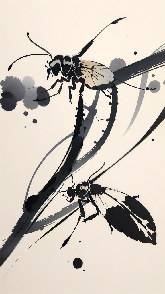 best quality,masterpiece,highly detailed,ultra-detailed, 
insects 
 <lora:neg9V2_8:0.25> <lora:Modern Chinese Ink Painting_V04:1.5> Modern Chinese Ink Painting