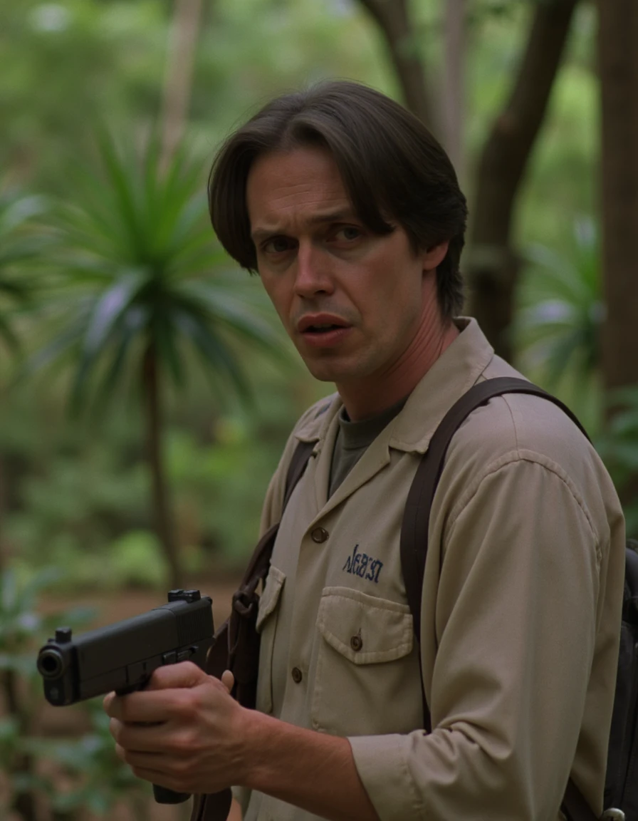 donnie_person dark hair, in the jungles of vietnam holding a gun <lora:DonnyFlux (2) final flux:1>