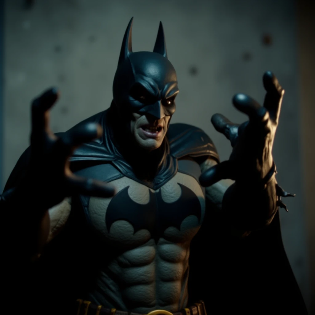 cinematic film still of  <lora:Shokan style v1:0.8>
batman creature with four arms perfect hands dark themed, shallow depth of field, vignette, highly detailed, high budget, bokeh, cinemascope, moody, epic, gorgeous, film grain, grainy