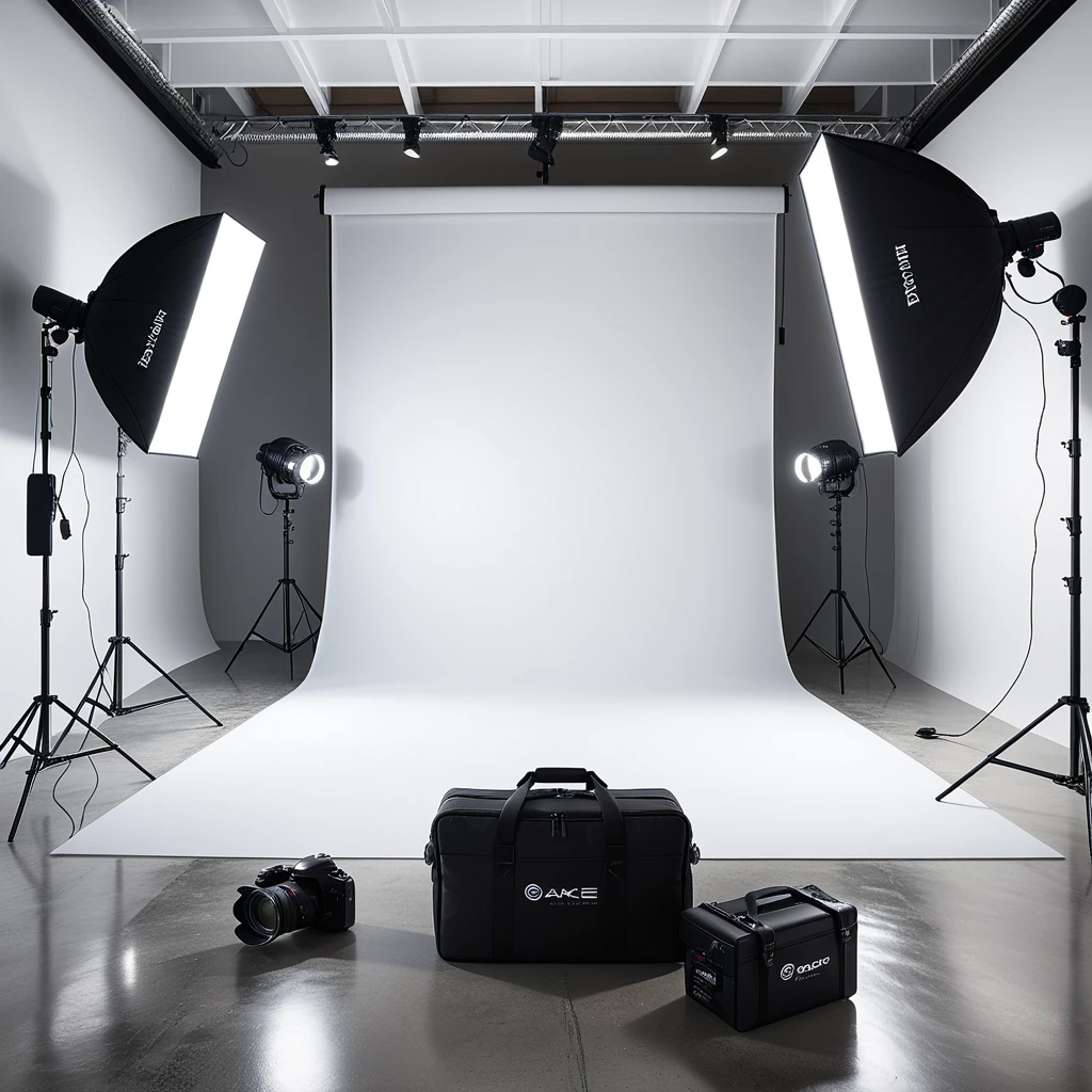 A professional photography studio with a clean, modern design. The room has smooth white walls and a polished concrete floor. A large white backdrop extends across one wall, seamlessly curving into the floor to create an infinity effect. Positioned directly in front of the backdrop is a high-end DSLR camera mounted on a sturdy black tripod, aimed toward the scene for shooting. The camera has a visible lens and adjustment dials, indicating a professional setup. On either side of the backdrop are two large softbox lights mounted on adjustable stands, emitting a soft, even glow. In the background, there are black equipment cases stacked neatly against the wall, adding to the organized workspace. The overhead fluorescent lights illuminate the space evenly, and faint reflections of the setup can be seen on the smooth floor. The overall atmosphere is bright, clean, and professional, emphasizing functionality and creative potential.
<lora:SDXLFaeTastic2400:0.4> <lora:extremely_detailed:0.4> extremely detailed, Masterpiece,best quality,hi res,8k,hi res,8k,award winning,(sharp focus, intricate, highly detailed),