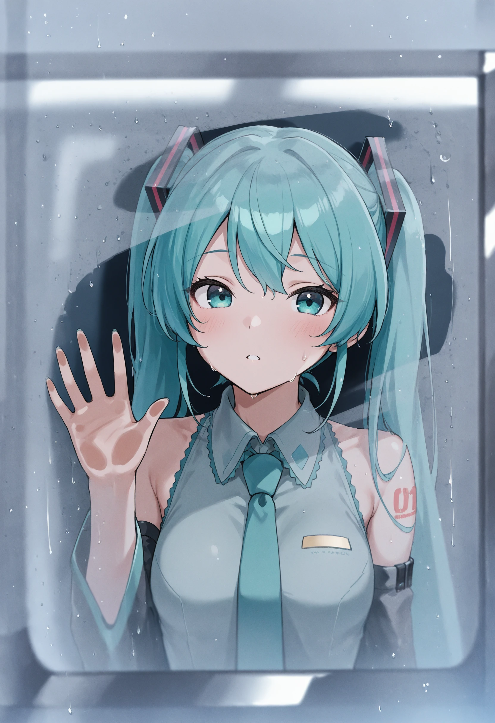 masterpiece, best quality, absurdres, safe
1girl, condensation, hand on glass, blurry, water drop
hatsune miku
<lora:glass_fog_wiping_il_d32:1>