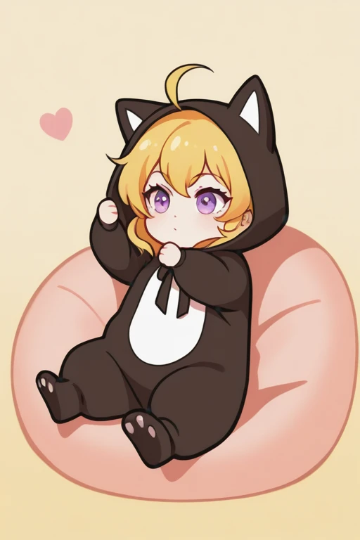 masterpiece, best quality, 1girl, solo, Yang Xiao Long, , Cat Onesie