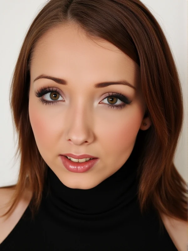 <lora:Lucie Wilde:0.9> lucie wilde, a woman wears a turtleneck. closeup face portrait