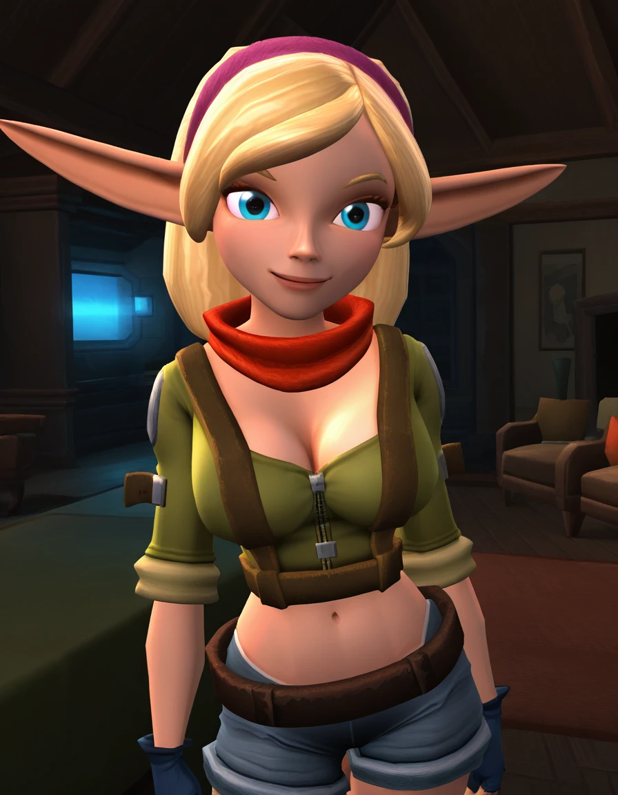 Tess,blonde hair,blue eyes,pointy ears,makeup,large breasts
TeAti,gloves ,midriff ,fingerless gloves,boots,cleavage
(insanely detailed, beautiful detailed face, masterpiece, best quality) <lora:Tess-09:0.7>