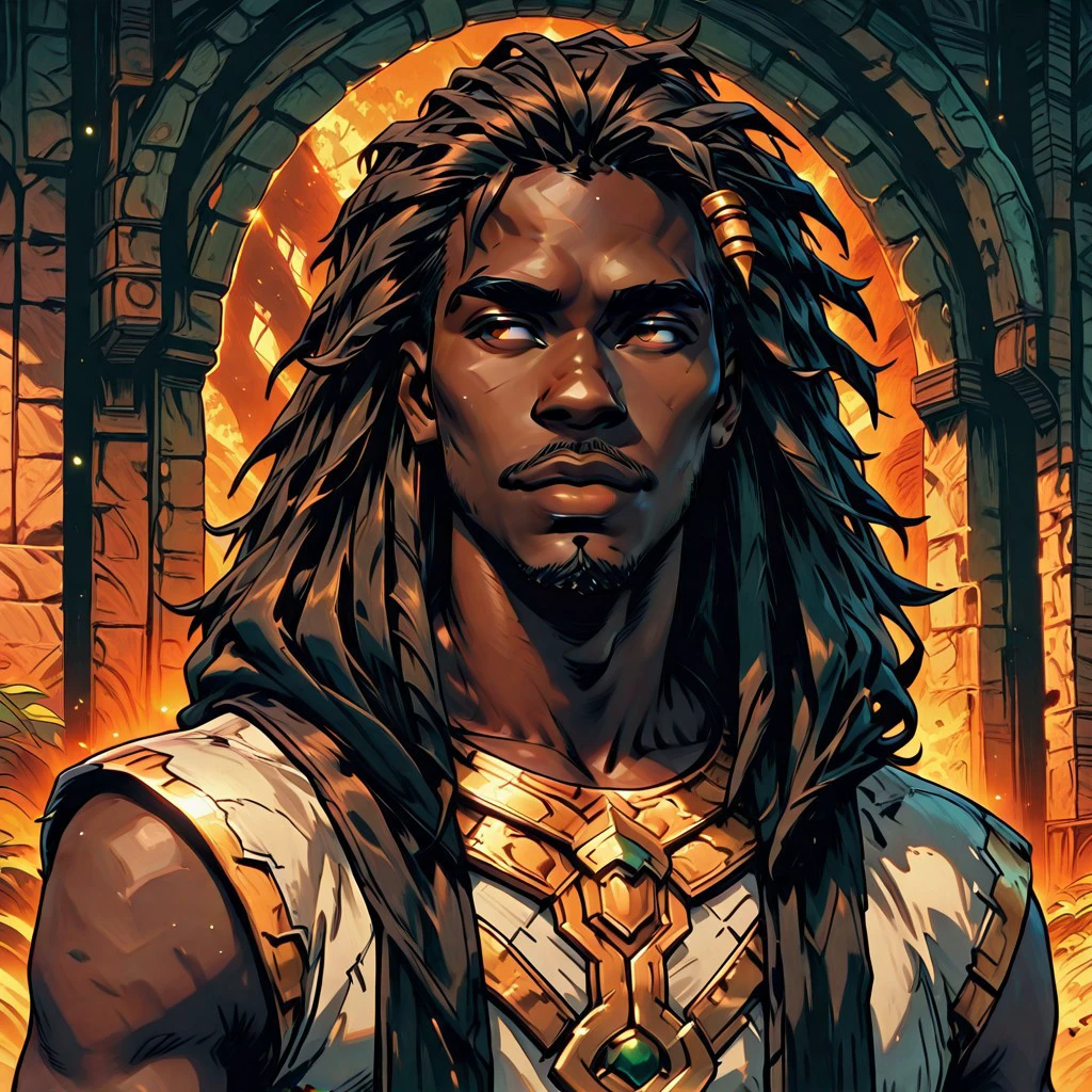 masterpiece, best quality, newest, absurdres, highres, PaintedComicV3, detailed eyes, high quality eyes, detailed face, high quality face, 1boy, dark-skinned male, african male, african, DredlocksIL-V1.0, dredlocks