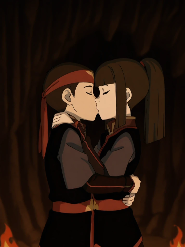 two lesbians kiss each other passionately, tits
