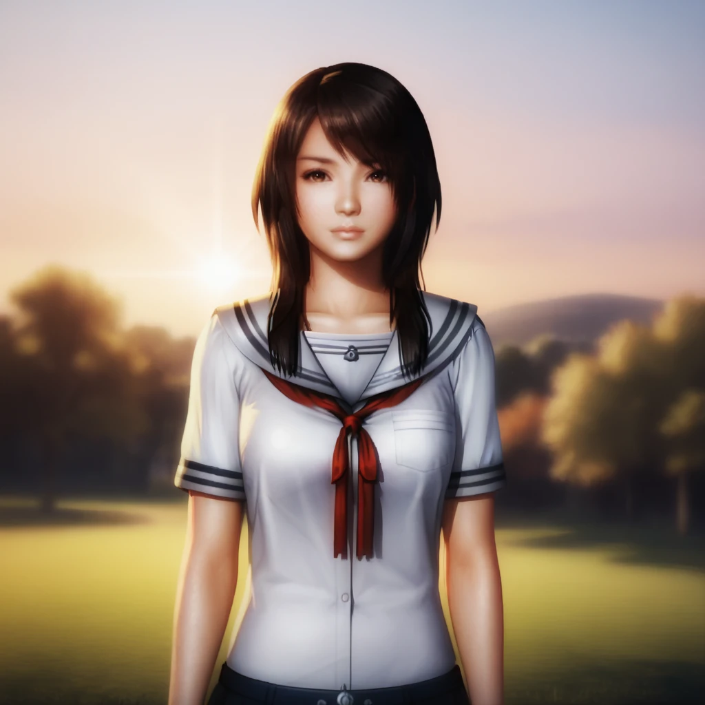 <lora:yurifatalframe_pony_v1:1>  YuriFatalFrameSchool, 1girl, school uniform, serafuku, lips, brown eyes, black long hair, cowboy shot