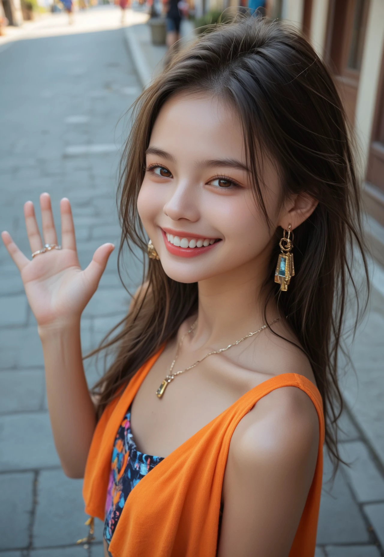 ((Best Quality, 8K, masutepiece:1.3, 1 girl, Beautiful Girl)), Cute, Dynamism, Detailed face, Detailed skin, Detailed eyes, Detailed lips, Detailed fingers, Photorealistic, Raw photo, Natural light, Perfect Anatomy, Silvery hair、Looking at Viewer, Red lips, Sunset, gothic mansion, cleavage, Ecstatic face, Luxury underwear、Gorgeous lingerie、Gold Necklace、A bracelet、耳Nipple Ring、Model Posing、little smiling、Young japanese lady、Innocence that remains young
