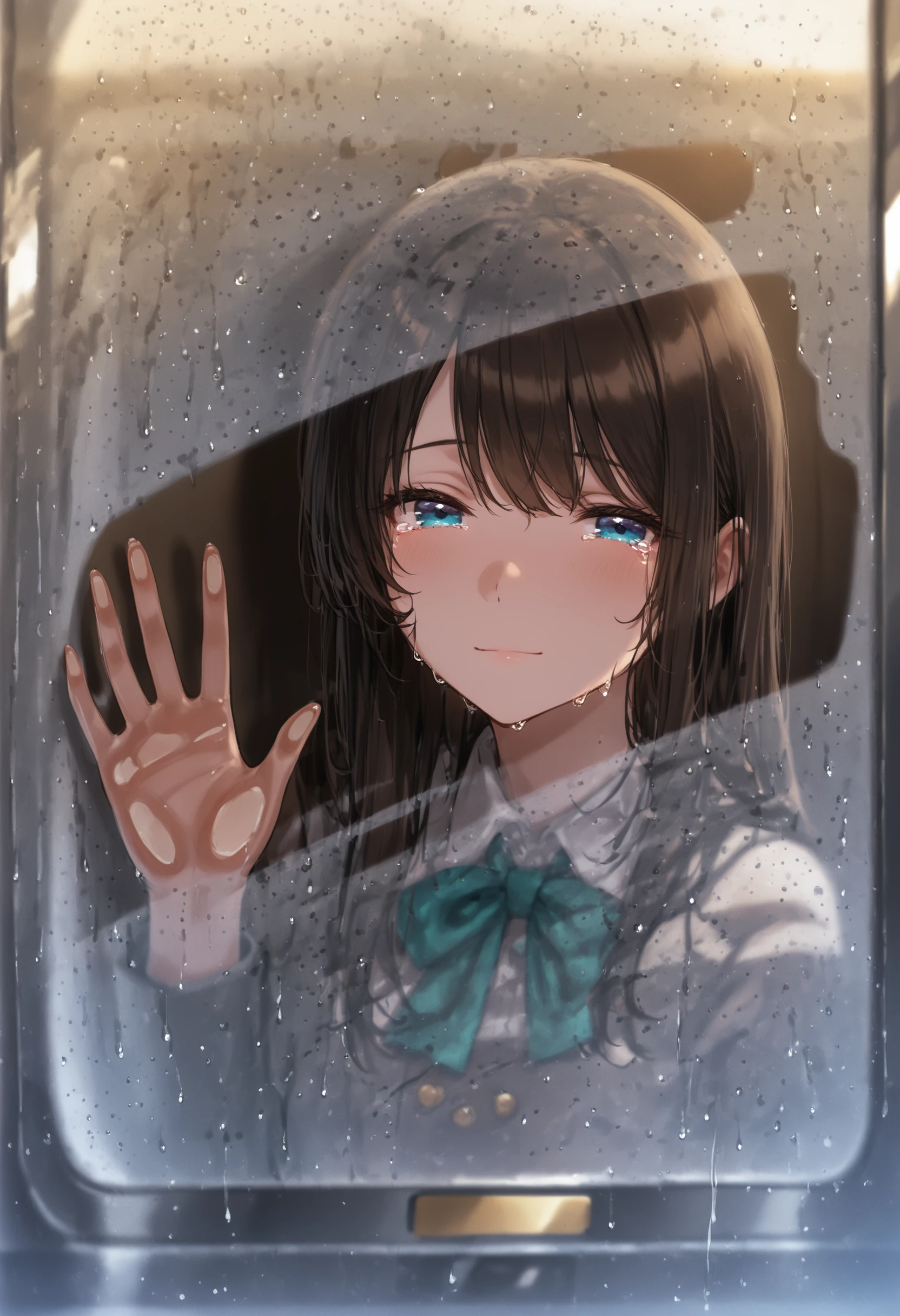 masterpiece, best quality, absurdres, safe
1girl, condensation, hand on glass, blurry, water drop, light smile, [:tears:0.3]
<lora:glass_fog_wiping_il_d32:1>