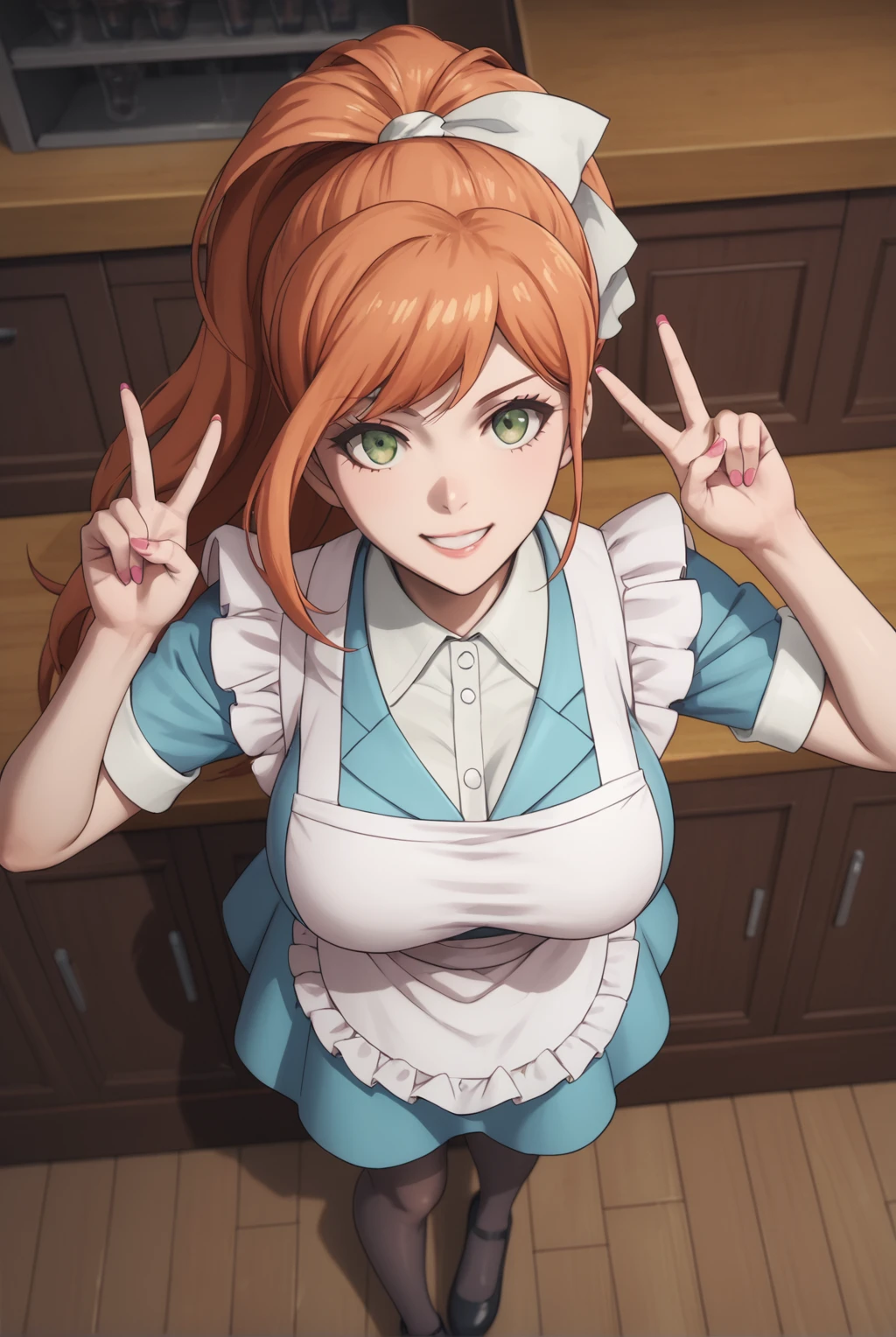 Woman who cooks、(kitchens_aprons:1.put on pretty hands、4K、A high resolution、tmasterpiece、People of the highest quality、wearing hat:1.3、((hasselblad photograph))、Thin skco nítido、(lighting like a movie)、gentlesoftlighting、dinosaur movement、[:(the detail:1.2):0.2]、Bigchest、A lot of moisture spills from the skin:1.2、(((in a kitchen))) cute smiling　viewer&#39;s perspective　Colossal tits　tying  hair　Sleeveless　stretch your upper arms　Shoulder extension　sweep　big kitchen　beautiful kitchen　Red wine glasses　posterior view　At the back　Lomo　Lift and tie your hair, confront , Her face, Huge white liquid on face