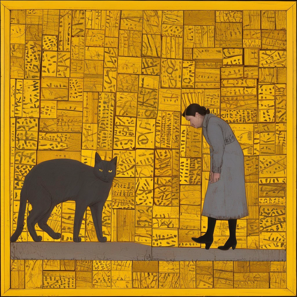 a woman and her cat, by rosalie gascoigne