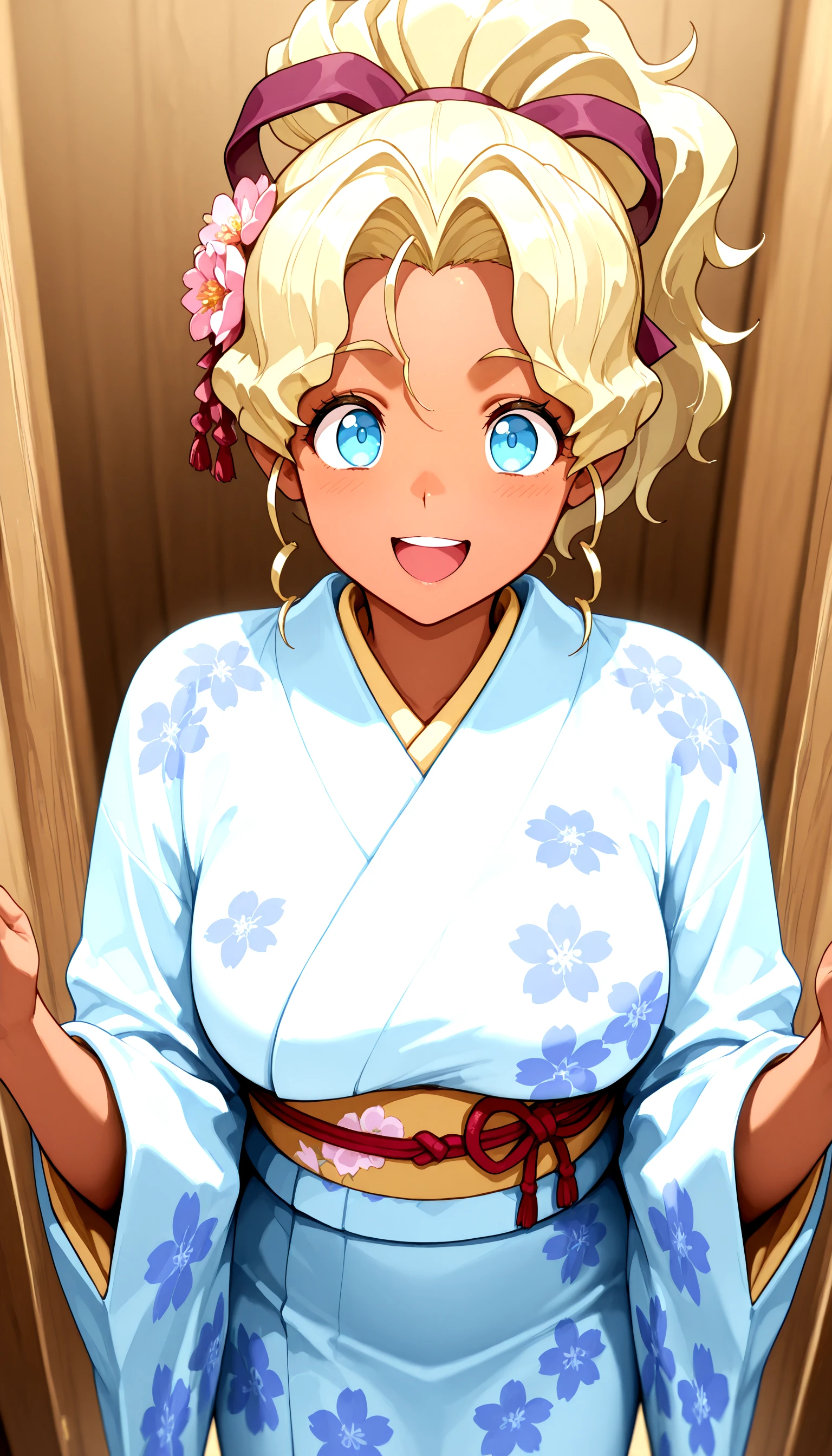 <lora:Mihoshi(Illust)V4_epoch_10:0.99> kuramitsu_mihoshi, floral kimono, smile, open_mouth,, masterpiece,best quality,absurdres, amazing quality