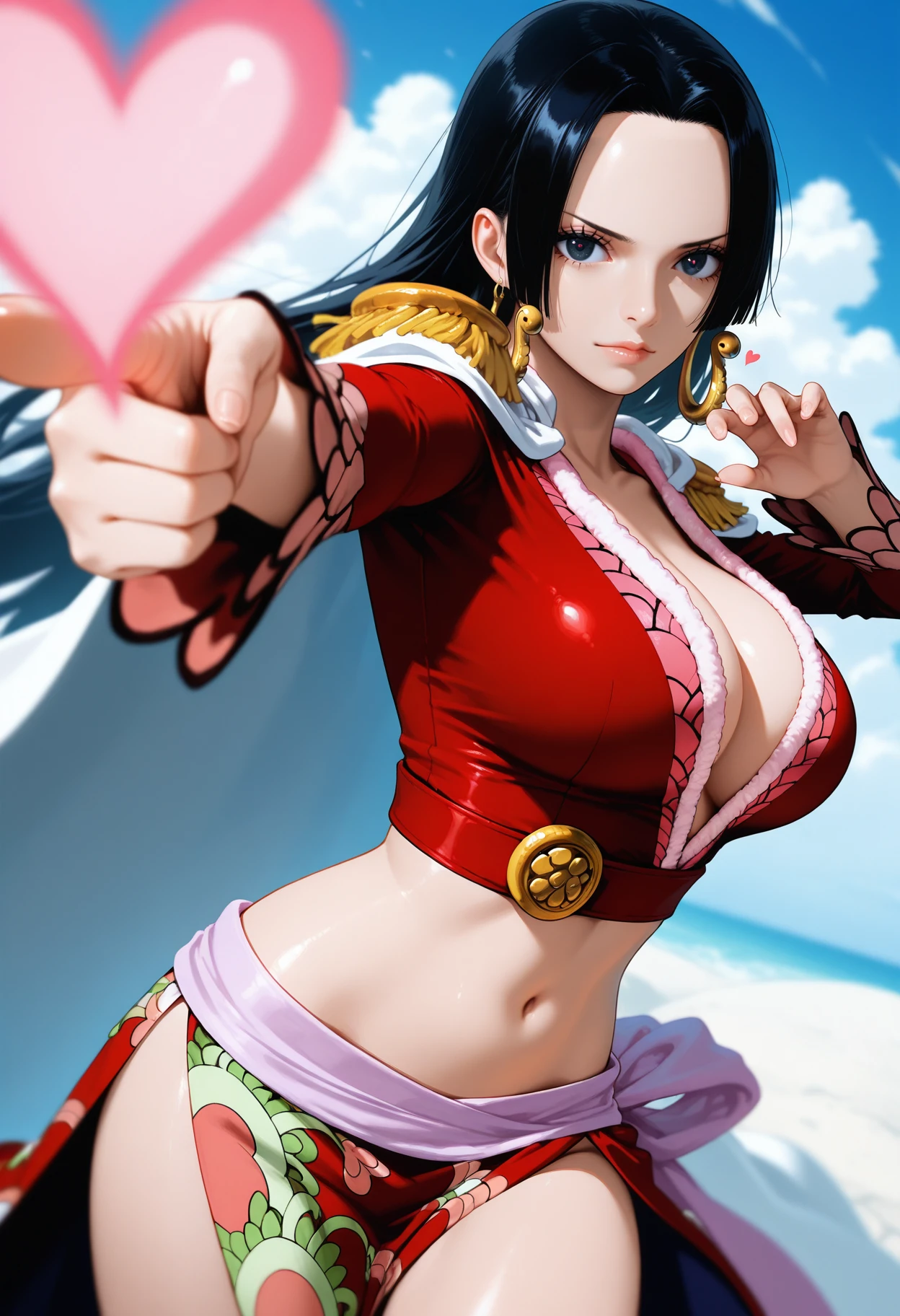 close-up de uma mulher, Mai Shiranui de O Rei dos Lutadores, clivagem, na China, medium breasts, Qualidade 4k, sexy, cabelos pretos