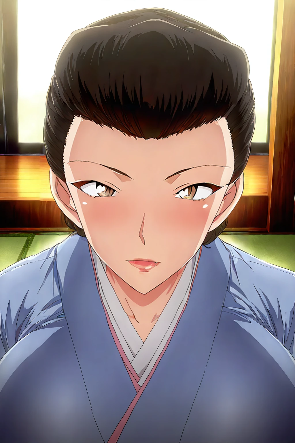 pov,1girl,mature female,milf,huge breasts,portrait,looking at viewer,
Best quality,masterpiece,soft light,official art,high quality,highres,absurdres,epic scene,natural textures,<lora:Hattori Shizuka IL:1>,hattori shizuka,short hair,black hair,mature female,kimono,japanese clothes,