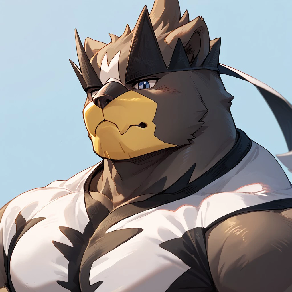 score_9, score_8_up, score_7_up, score_6_up, solo, 1boy, Urshifu, bara, close up,