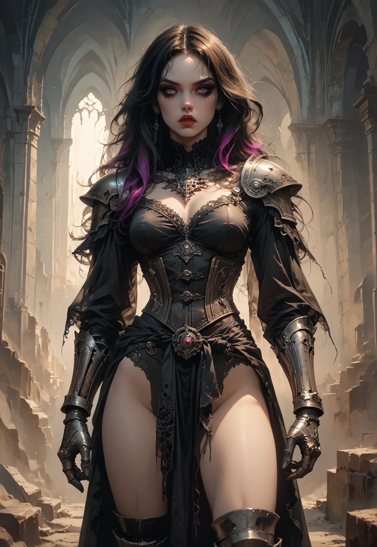 (La mejor calidad), DarkFantasy, Gran espada, Magical Girl, Gothic, Colas gemelas, realista, Ultra detallado, a high definition, real, large breath,