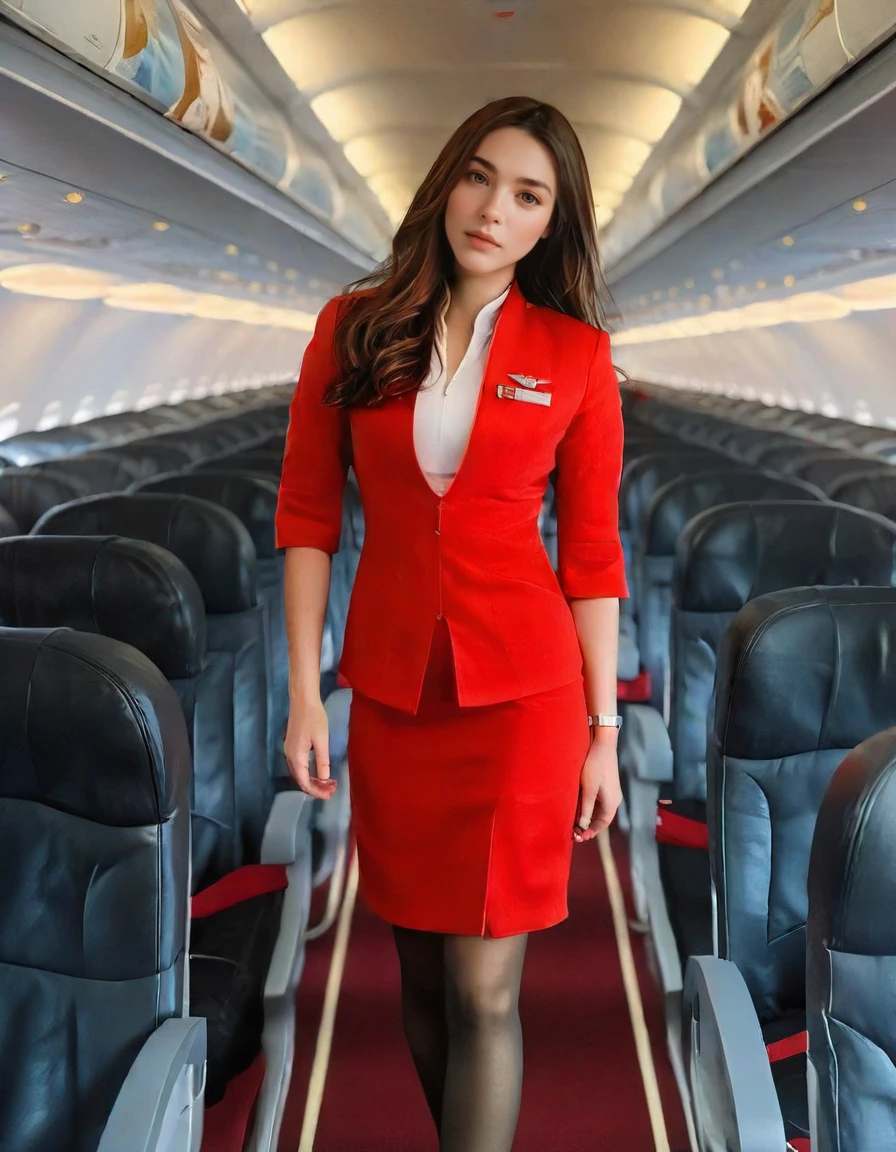 score_9, score_8_up, score_7_up, highly detailed, high contrast, film grain, Rim Lighting, detailed face, masterpiece,
AirAsia_uniform, red suit, AirAsia_uniform, 1girl, solo, realistic, wristwatch, looking at viewer, brown eyes, long hair, asian, brown hair, black pantyhose, head tilt, standing, in-flight <lora:PonyReal_AirAsia_uniform_V1-000022:1>