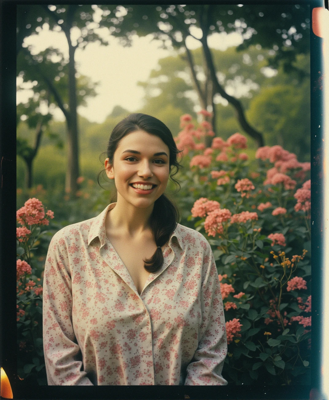 An analog photograph of (sks woman:1) photo border