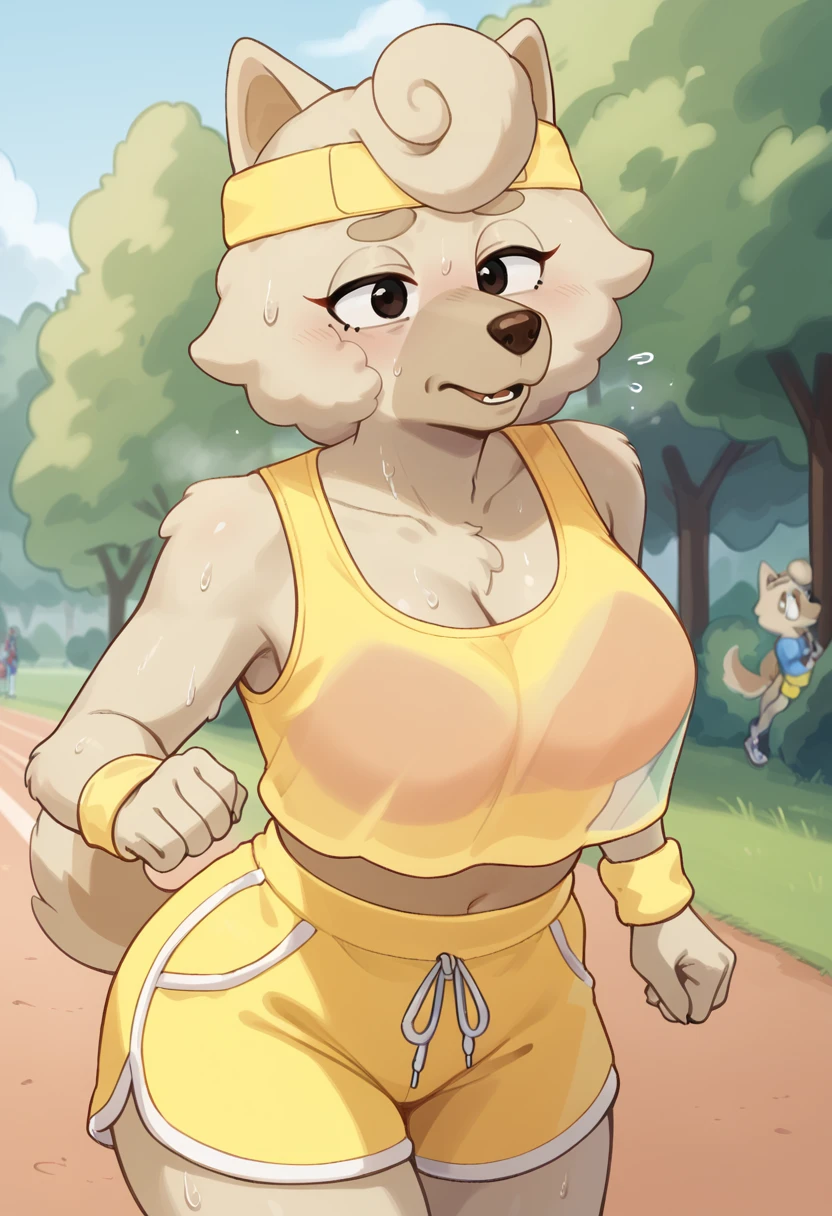 score_9, score_8_up, score_7_up,
((best quality)), absurdres,
<lora:WendyPXL:1> WendyPXL, hourglass figure, anthro, female, 1girl,
park, jogging, (yellow sports bra, revealing shorts, yellow shorts, sweatband, translucent topwear), sweat, outdoors, half body portrait
<lora:Smooth Anime Style LoRA XL:0.7> Smooth, Anime, <lora:Expressive_H:1> Expressiveh,