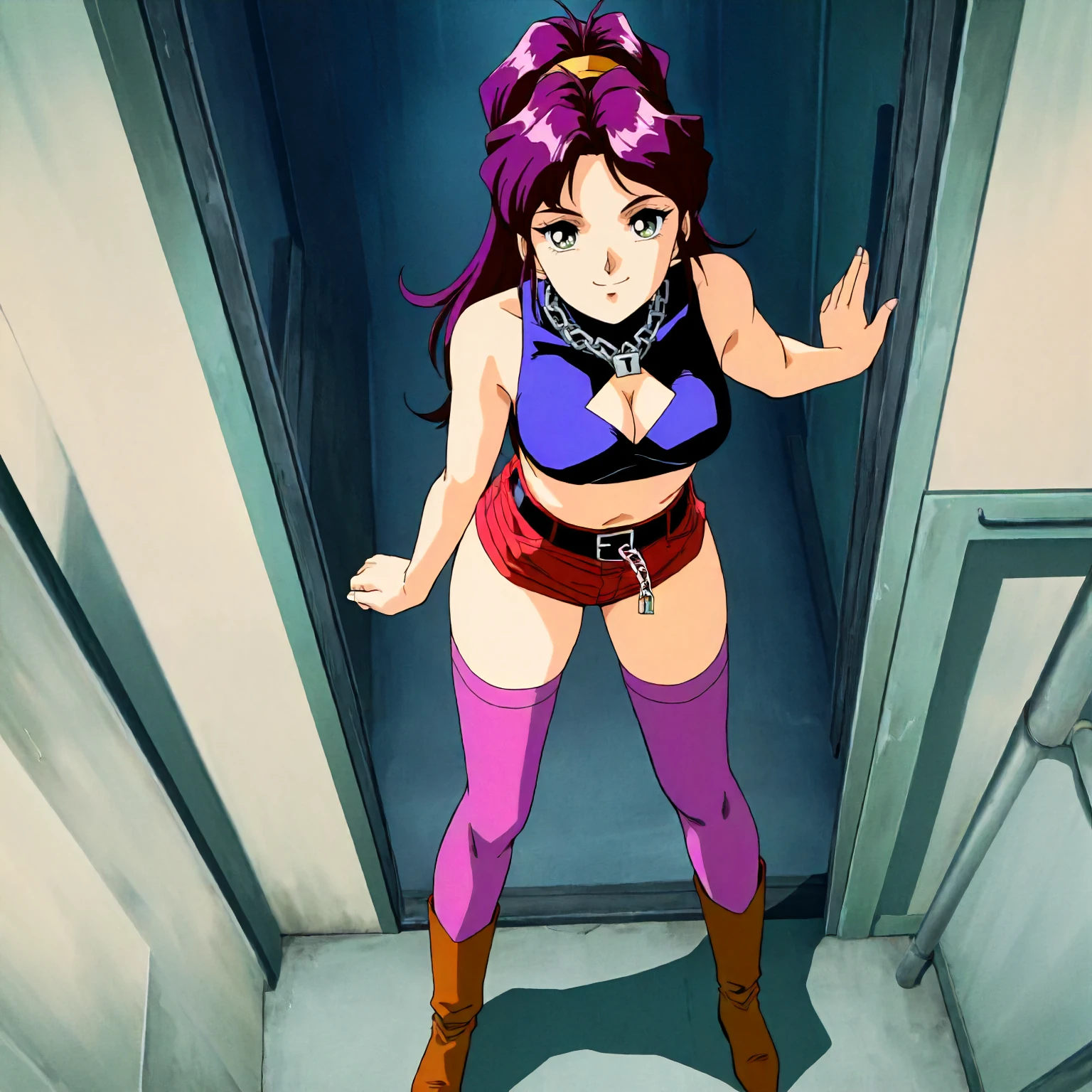 (masterpiece, best quality), 1girl,(((,barefoot))), 5 toes, black toe nails, Focus full body, tied ankles together, tied arms, solo, on dungeon,San totally spies,