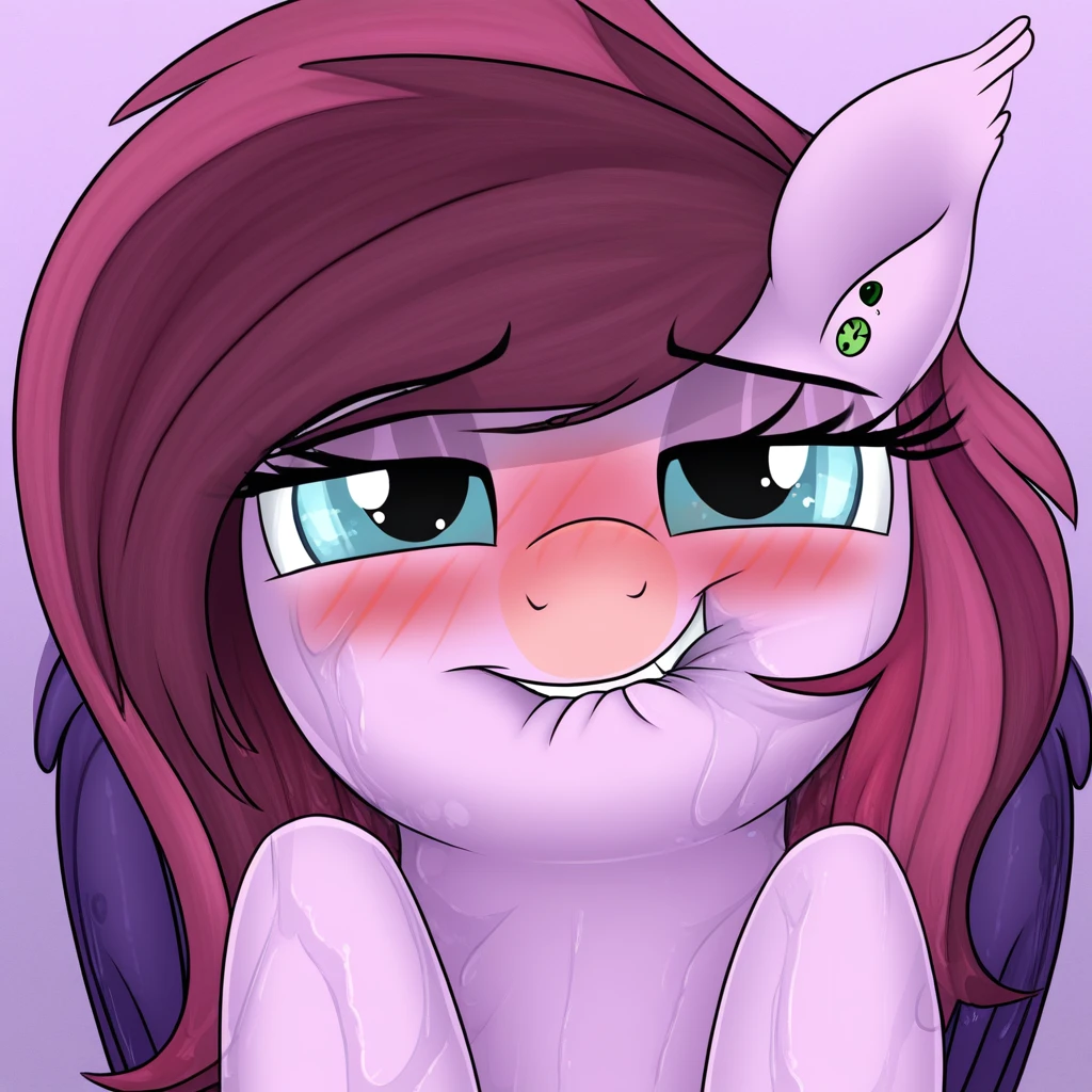 Common Cold, female, pony, Looks very sick, sneezing out mucus, naked, in the living room 