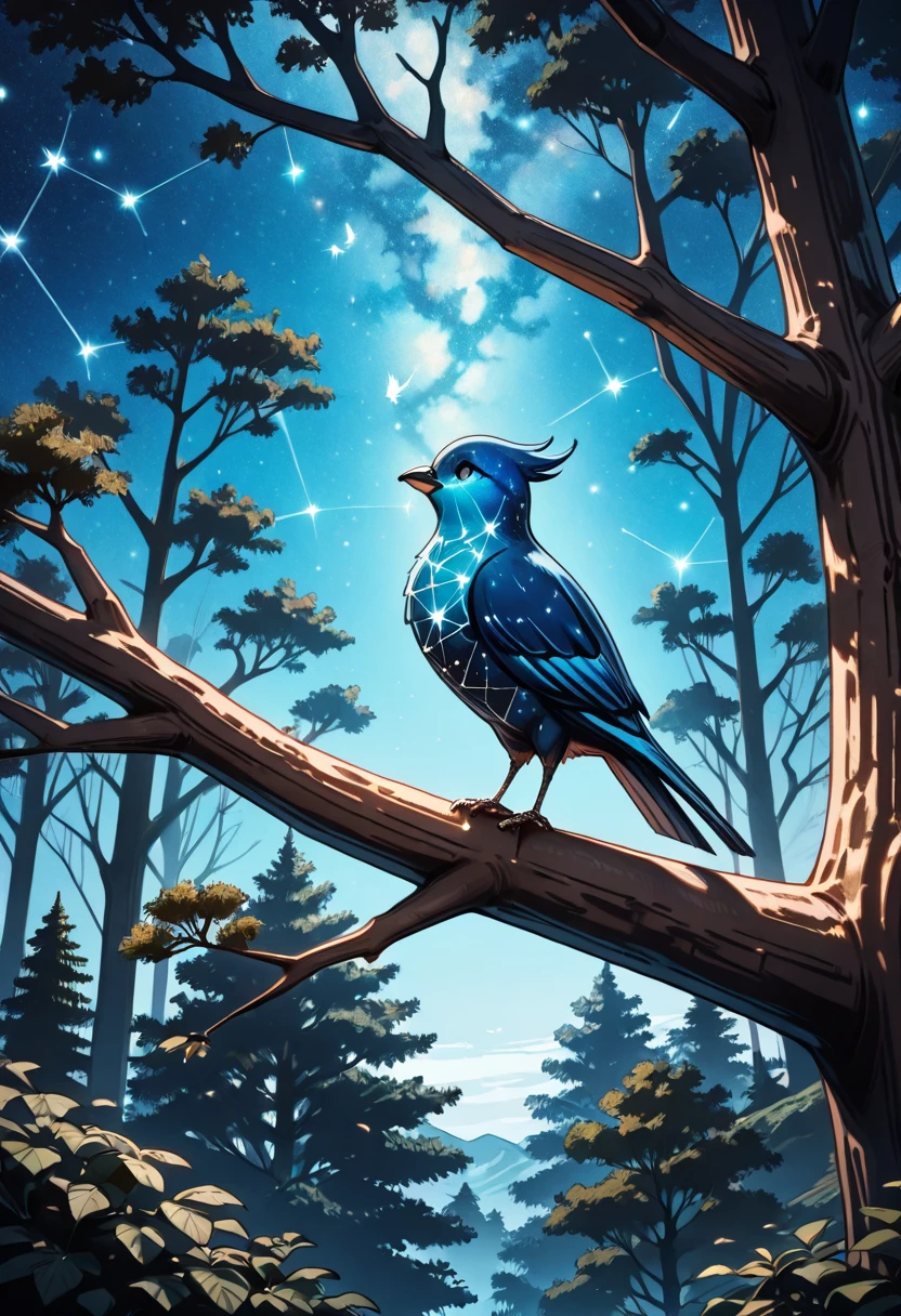 starry_morph bird in tree <lora:StarryMorphIllustrious:.9>, perfect quality, high quality, masterpiece, absolutely eye-catching, ambient occlusion, raytracingâââ