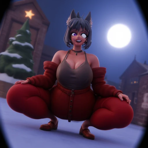 galaxy clothing++, fishnet stockings, glowing cloth+++, glistening cloth, queen, crown, sexy pose+++(((nsfw++++,  enormous breasts+, wide hips, visible pussy, visible nipples, erect nipples+))),
(((anthro furry:1.2), Playboy_Reindeer, reindeer_antlers,(huge antlers:1.5,dear antlers:1.5,blooming antlers:1.5))),(large breasts:1.4),saggy breasts,((((black hair with red streaks:1.5,short hair,dreadlocks black hair:1.5)))),(((red_eyes:1.3))),intricate eyes,beautiful detailed eyes,symmetrical eyes,big eyes:1.5),(((lustrous skin:1.5,bright skin: 1.5,skin tanned,shiny skin,very shiny skin,shiny body,plastic glitter skin,exaggerated shiny skin,illuminated skin))),(spider lower abdomen,narrow waist,wide hip,athletic body,inflated legs,thick thighs,detailed body,(detailed face)),
cute,slutty,seductive,erotic,(((nsfw))),
zettai ryouiki,revealing clothing,show skin,(((Sexy goth fur coat, goth fur coat outfit, wearing a goth fur coat:1.3,dark red winter coat))),((red goth mini-skirt,red goth mini skirt with furry edge,visible thong straps, navel)),((underpants strap)),(red gothic clothes,semi-naked,with little goth clothing),((((Black Eyeshadow,Thick Black Eyeliner,Long Dramatic Eyelashes,Black Lips))),(((intricate outfit,intricate clothes,embroidered outfit,ornate outfit))),

(dynamic pose:1.0),embarrassed,(centered,scale to fit dimensions,Rule of thirds),

(((winter town decked out in festive decorationajestic Christmas tree))),(((sparkling lights over the village))),(((star-topped tree))),(((festive village square))),(((snow))),(((snow-covered scene))),(((winter wonderland))),(((snowflakes))),(((cottages and houses))),(((scenery))),
Glossy winter ornaments),highres,sharp focus,(ultra detailed,extremely detailed)