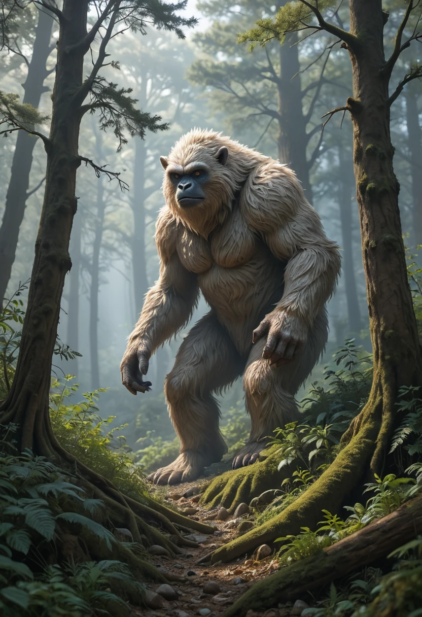 Naked furry in quicksand in the woods