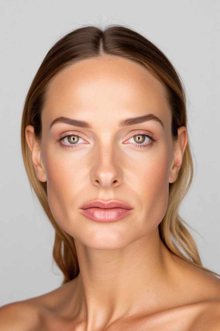 close up face portrait of cindycflx, a woman in martincstyle look, plain white studio backdrop, framed centered