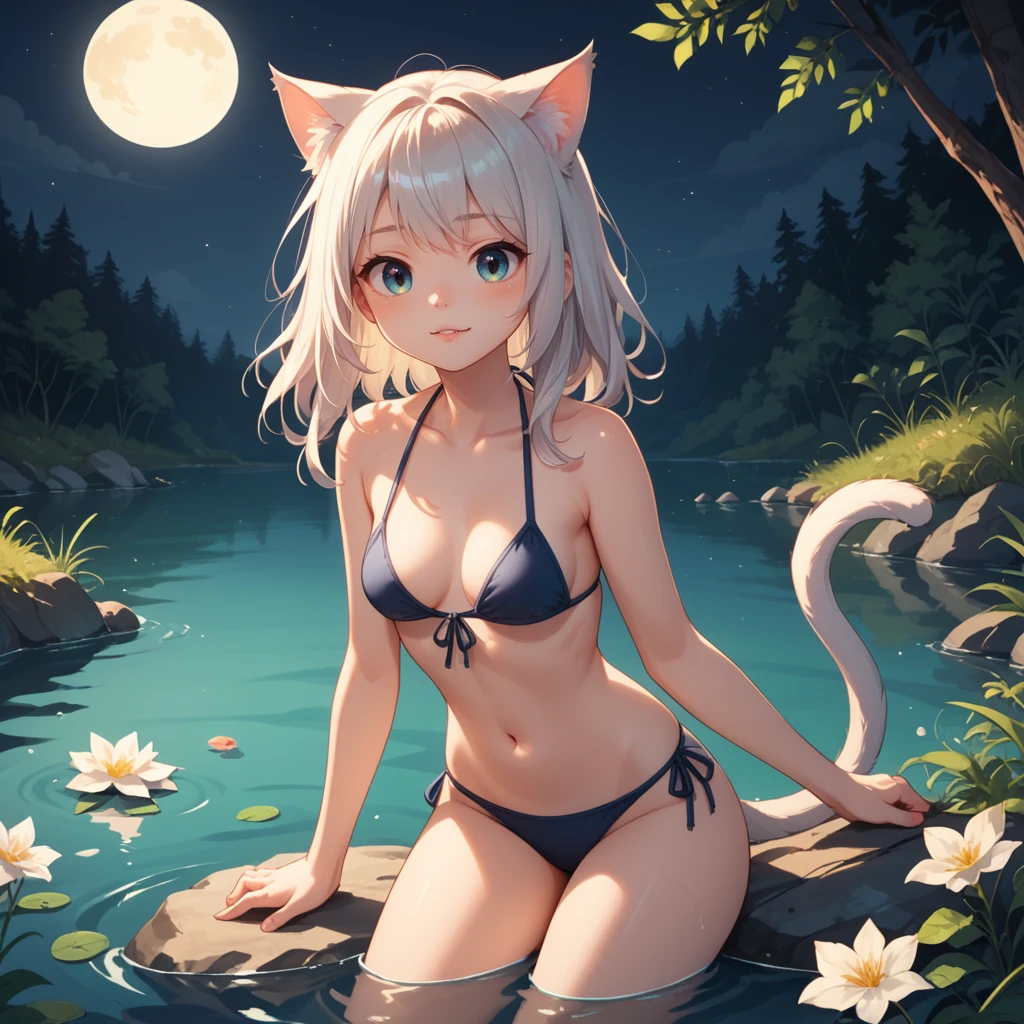 Colorful haired girl sitting on the floor,legs crossed,nekomimi,white cat girl,Attractive cat girl,Anime girl role play,Anime Catwoman,Beautiful young catwoman,very beautiful cute catgirl,Anime cosplay,Very beautiful anime cat girl,female furry mini cute style,white color(Kittens)gal girl,cute anime catgirl,Cat ears and tail,barefeet,Details of the foot,Detail of the toes,Delicate smooth skin,Get wet,White knot mini bikini,bashful --auto