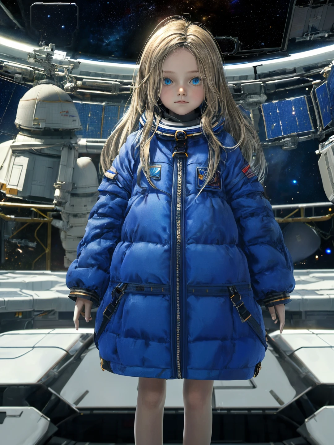 <lora:Diana_Pragmata_0R:0.7>, <lora:CC_Detail_Tweaker_1:0.5>
(photograph of a blonde hair little girl dianapragmata), blue eyes, detailed eyes, slim, petite, child, blue coat
solo focus, absurdres, (detailed skin:1.4), beautiful, (facing camera:1.2), (looking at camera), (cowboy shot:1.4), (facing viewer:1.2), standing
(indoors, science fiction, future, spacecraft, space station, space)