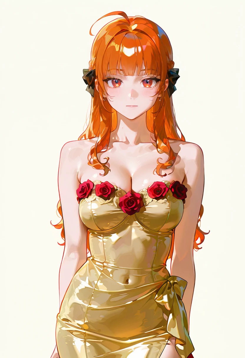 1girl,solo,looking at viewer, echo (circa), wrc dress, bare shoulders, rose, kiryu_coco