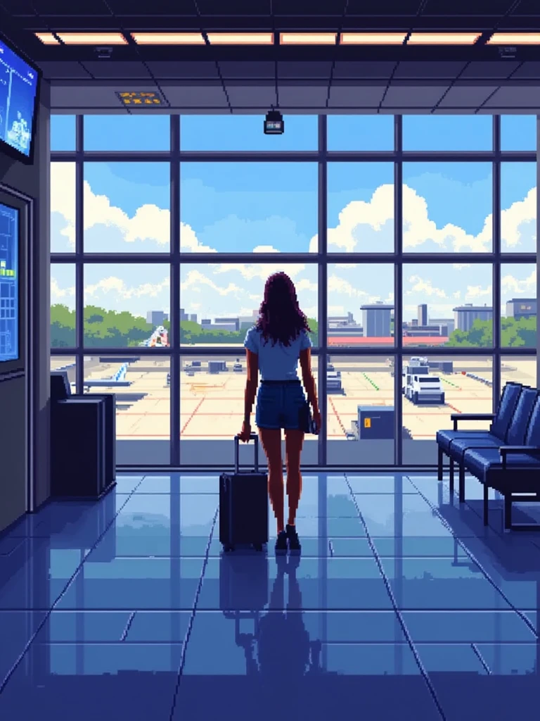 A pixel art illustration of a woman standing in an airport.<lora:General Flux\pixel-art-rooms.safetensors:0.9:1.0>