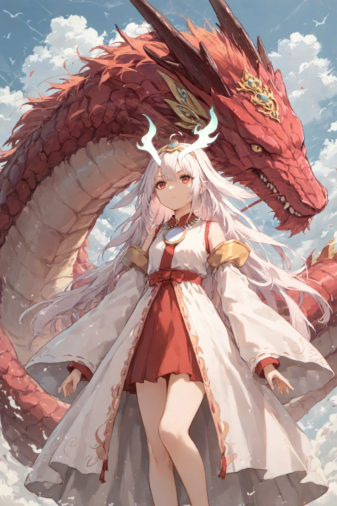 (score_9,score_8_up,score_7_up),source_anime,rating_safe,detailed_eyes,1girl,kurikara-tendou,(eastern_dragon:1.0)(cowboy_shot:1.1),,expressionless, bare_legs, ,cloud,