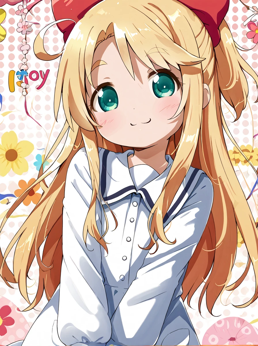 [AutismMix is merged by Autismix_anon, ebara pony is merged by tsukihara:100], [zPDXLxxx::0.6], score_9, score_8_up, score_7_up, rating_questionable, source_anime, best quality, masterpiece, dreamy watercolor, depth of field, fcx, fyx, phc, yuh, very aesthetic, absurdres, retro style, depth of field, <lora:Expressive_H-000001:0.4>, Expressiveh, <lora:flat_sdxl:-0.2>, <lora:pony_good_hands:0.2>, good_hands, <lora:Mixed_ArtstyleV2:0.2>, [this lora is made by MaiiaM:100], <lora:iris_size_control2_pony_02:0.4>, <lora:detail_eyes-000019:0.2>, [this lora made by sadsilly:100], detail1eye, <lora:PE_AnimeBG:0.6>, PE_AnimeBG, anime, 1girl, long eyelashes, ultra detailed eyes, beautiful eyes, bright eyes, faint lips BREAK (chibi:1.6), all fours, smile, open mouth, one eye closed BREAK simple background, (three quarter view:0, (from below:0.2), (dutch angle:0),  cowboyshot,  BREAK <lora:kaoruko-tenkawa-ponyxl-lora-nochekaiser:1>, kaoruko tenkawa, long hair, blue eyes, blonde hair, hair bow, yellow bow, small breasts, <lora:buruma_Pony_V1.0:1>, sgu,gym uniform, blue buruma