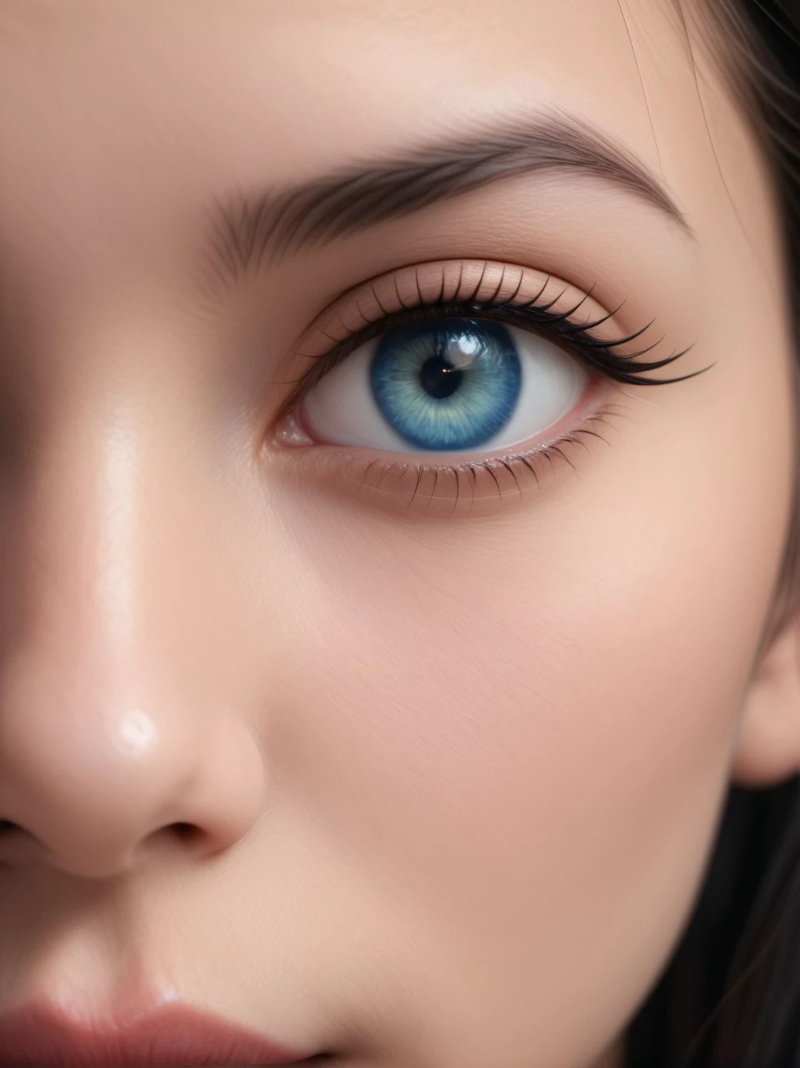 woman, close, portrait, eyeliner, <lora:Zcus1:0.3> black hair, blue eyes,, realistic, 4K, ultra detailed photography, sharp image,