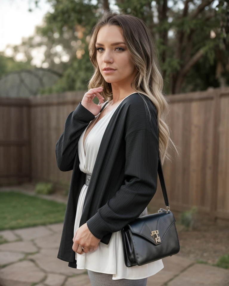 Hot girl in black ruffle dress holding a small board written 4000 followers in english