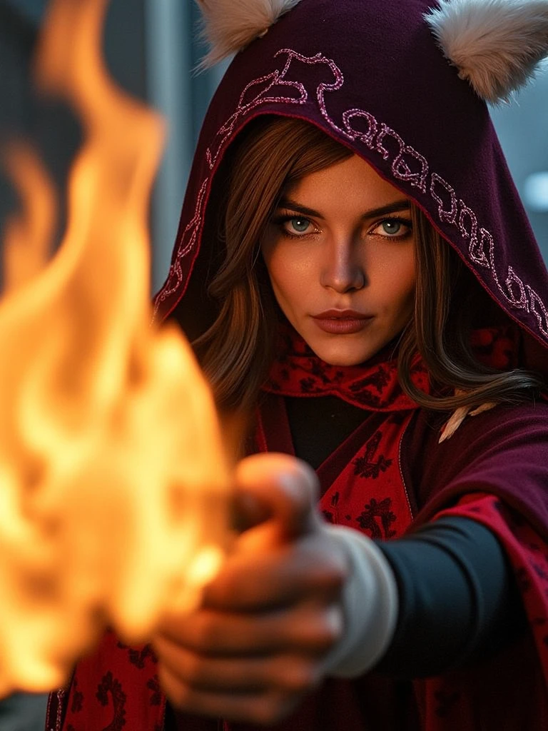 (word' king  girl with cyan eyes :1.3),(gigantic  breasts:1.2),(fire patter cloak:1.3), (wired belt cloth:1.3)( Terrifying Shadow:1.3),(beautiful shiny hair:1.3),(bangs:1.2),(binary saving:1.2),(liar face :1.3),(beautiful shiny skin:1.5)