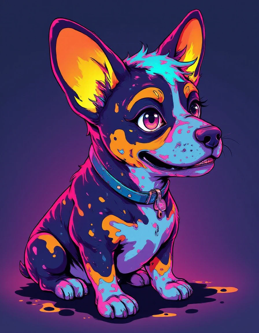 corgi in the style of liquid neon <lora:liquid-neon:1>