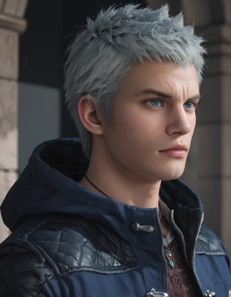 score_9, score_8_up, score_7_up, score_6_up, score_5_up, score_4, realistic, solo, outdoors
BREAK <lora:Nero_-_DMC_5_-_Pony:0.8> dmc5_nero, male, white hair, blue eyes, necklace, blue coat, hood down, sweater, portrait