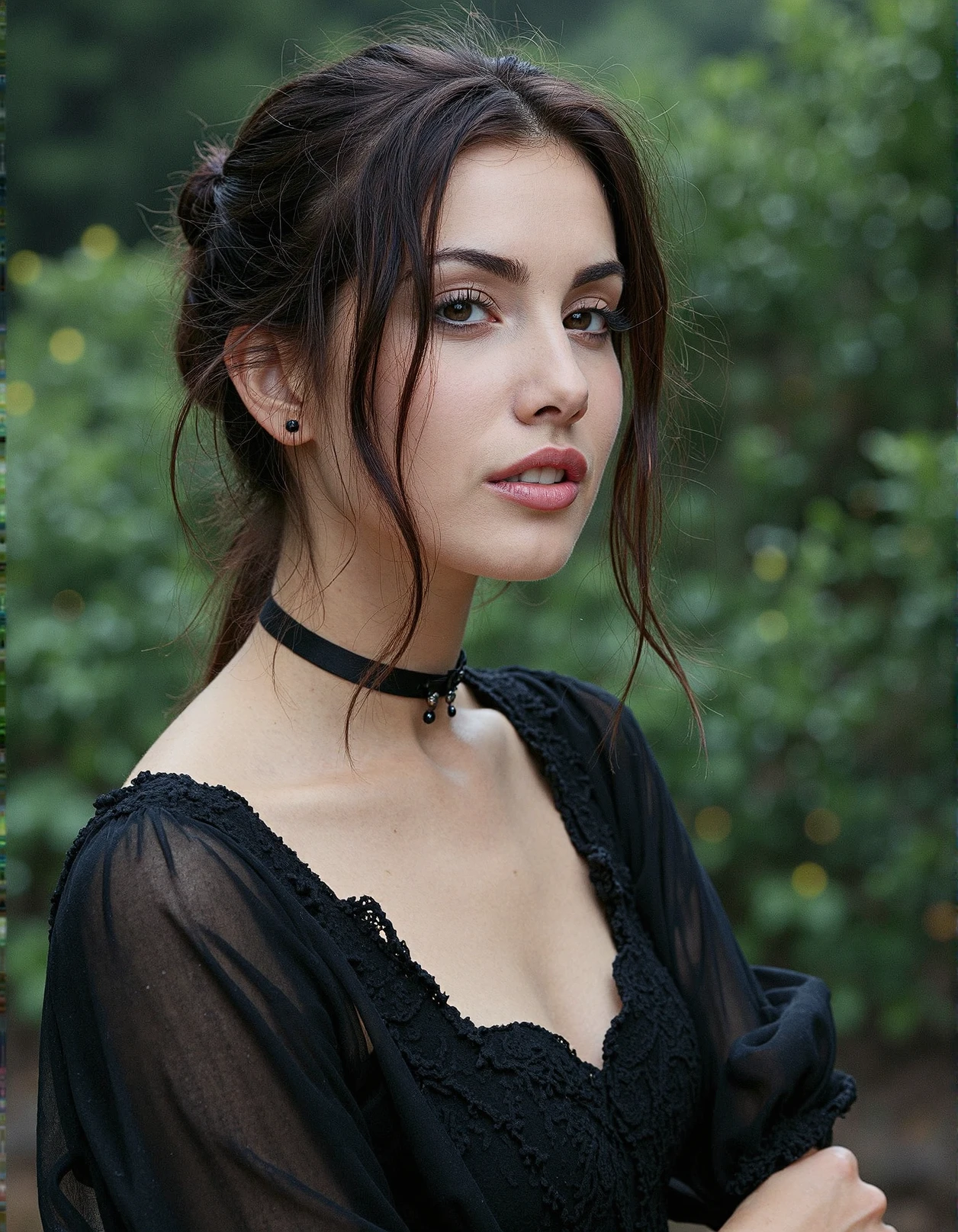 (sharp focus:1.2), photo, attractive young woman, (beautiful face:1.1), detailed eyes, luscious lips, (eye makeup:0.85), (medium breasts:1.0), (tight body:1.2), (short hair:1.2), wearing (little black tdress:1.2) at a (gala:1.2). (moody lighting:1.2), depth of field, bokeh, 4K, HDR. by (James C. Christensen:1.2|Jeremy Lipking:1.1).