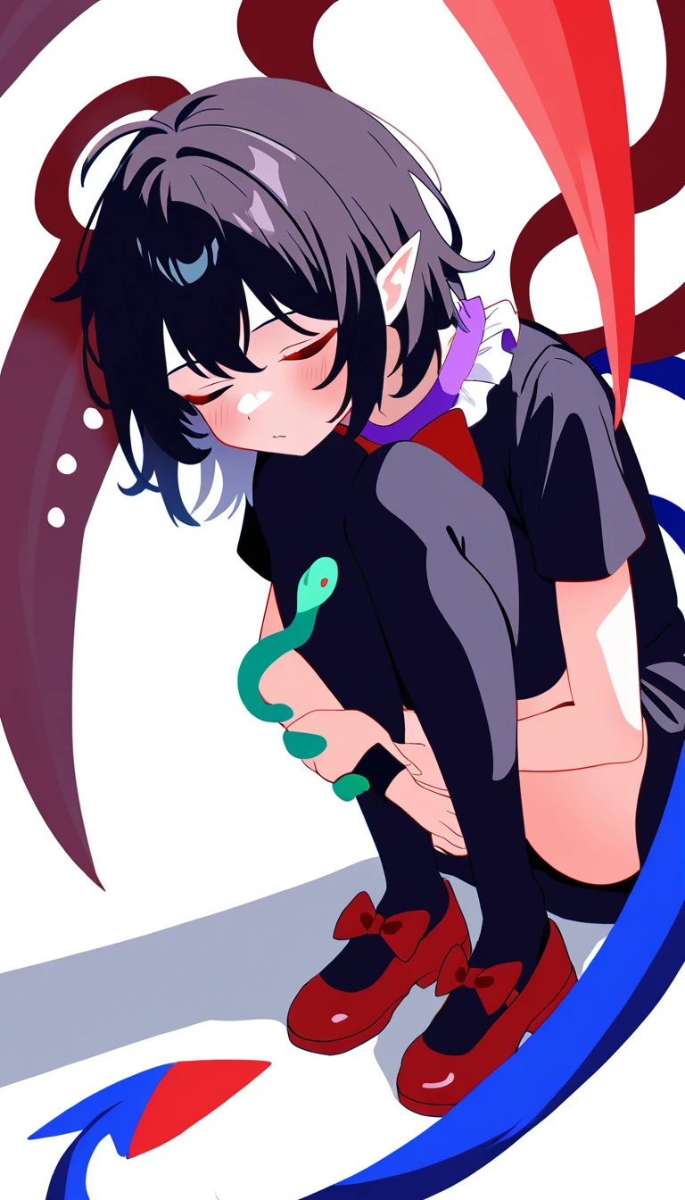 naughty man, shy, downward gaze, semen on face, rabbit clothes, messy black hair, all-body, sitting down, nervosa, horror vibe, darkness, round of black rabbits, scared, or dripping with cum, Dick, mouth with cum dripping down to the chest