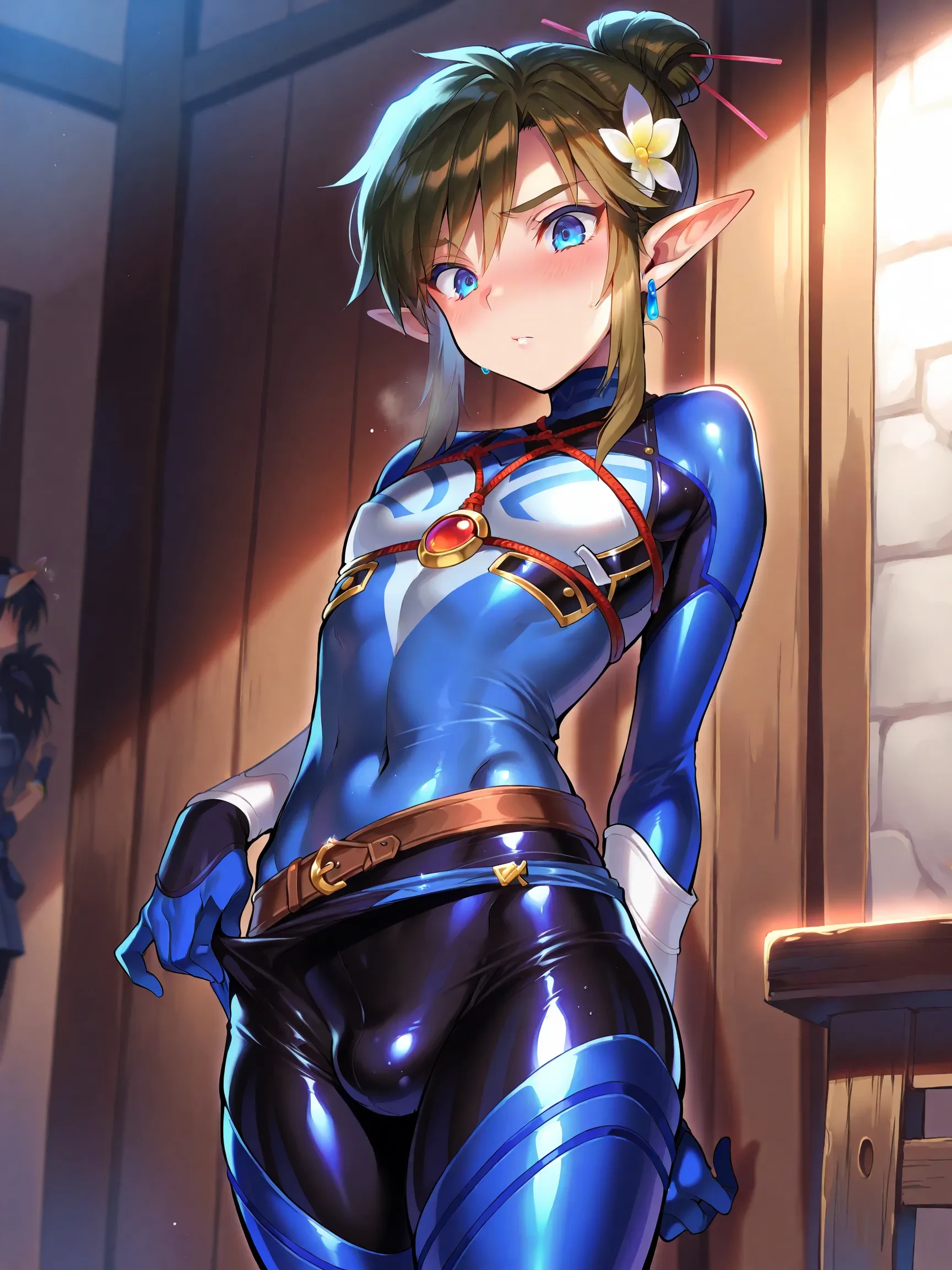 masterpiece,best quality,zelda\(princess\), 1girl, solo, big breasts,short_hair,masterpiece, best_quality, 1girl, solo, princess zelda, nintendo, the legend of zelda, botw,zombie,brown skin,red eye,not ware,not cloth,perspective from below,Lie,open,shirtless,no pants,open pussy,open anal,take off cloth,open legs,open breasts,look above,open chest,porn,pussy,pussy,undress,,breasts,anal,smile,,breasts,hip,tied up,blue blood,green blood,zero suit,body suit