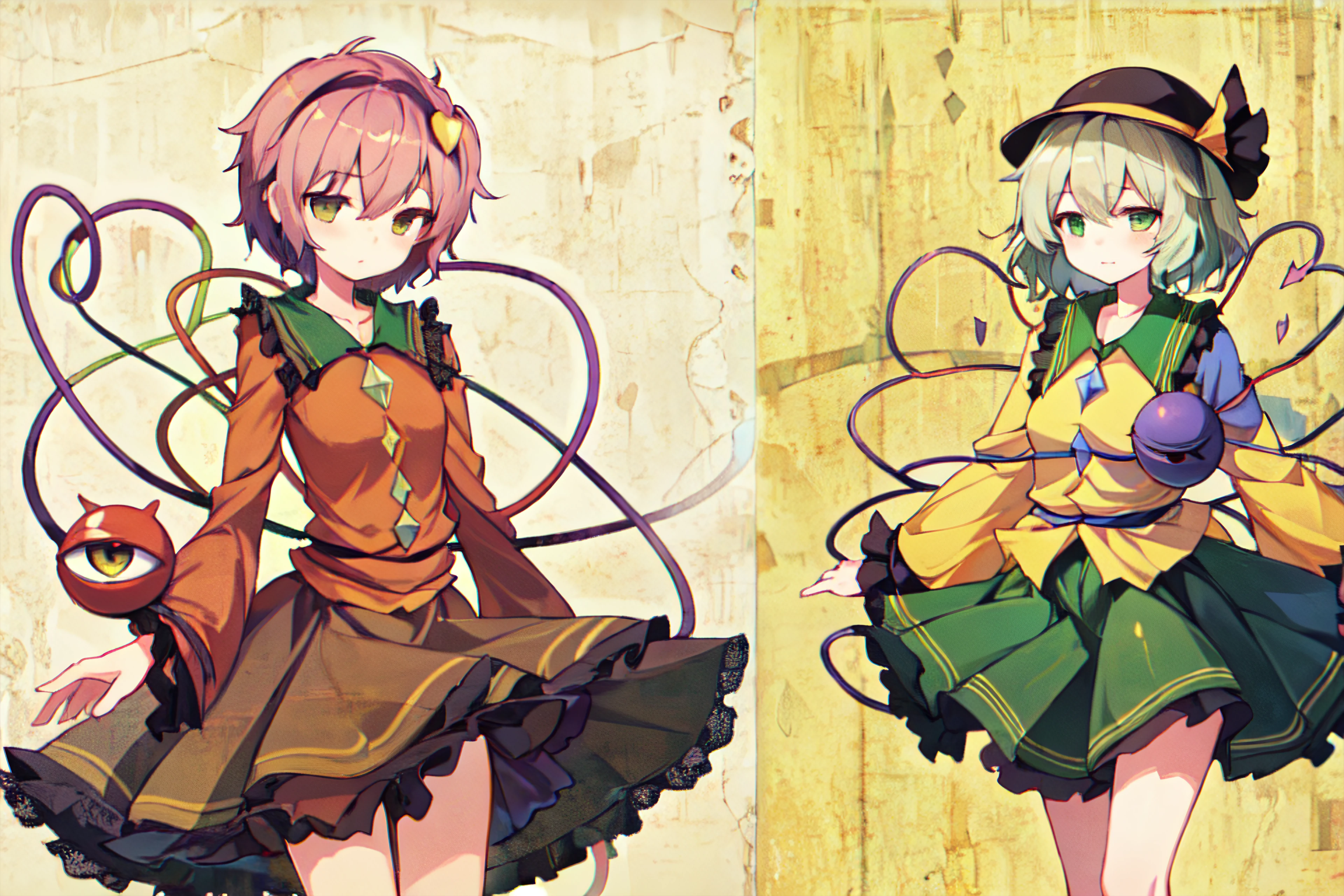 2girls, multiple_girls, komeiji_koishi, komeiji_satori,