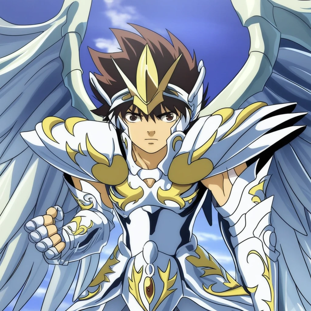 pegasus_tenma, best eyes, helmet, 1boy, male focus, solo, armor, wings,