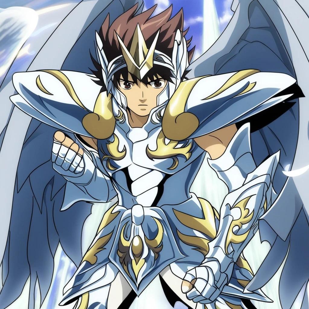 pegasus_tenma, best eyes, helmet, 1boy, male focus, solo, armor, wings,