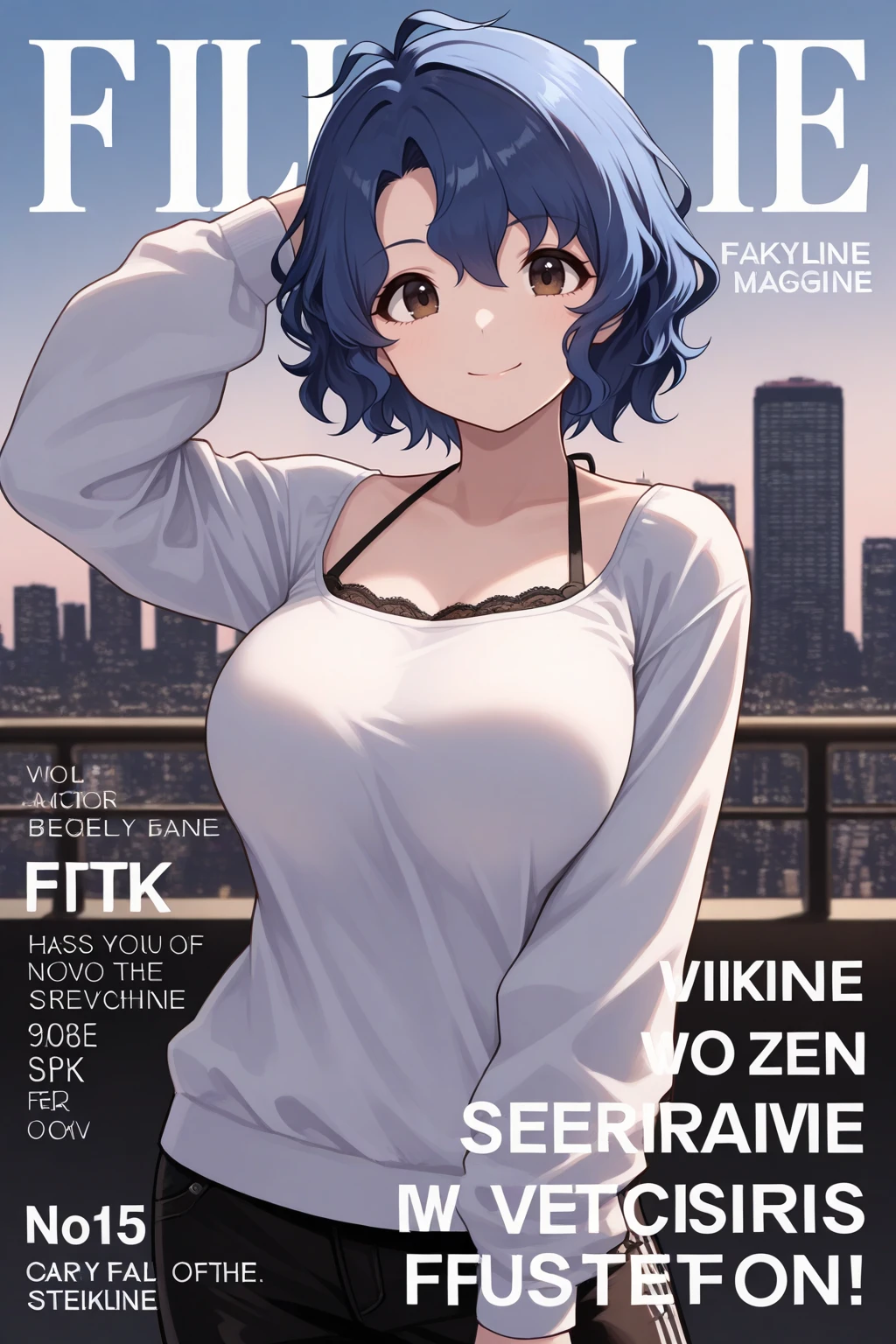 <lora:impshorts-10:0.6>, (impossible shorts), looking at viewer, smile lips, blue eyes, black hair, bob cut, outdoors, mountain, headband, large breasts, t-shirt