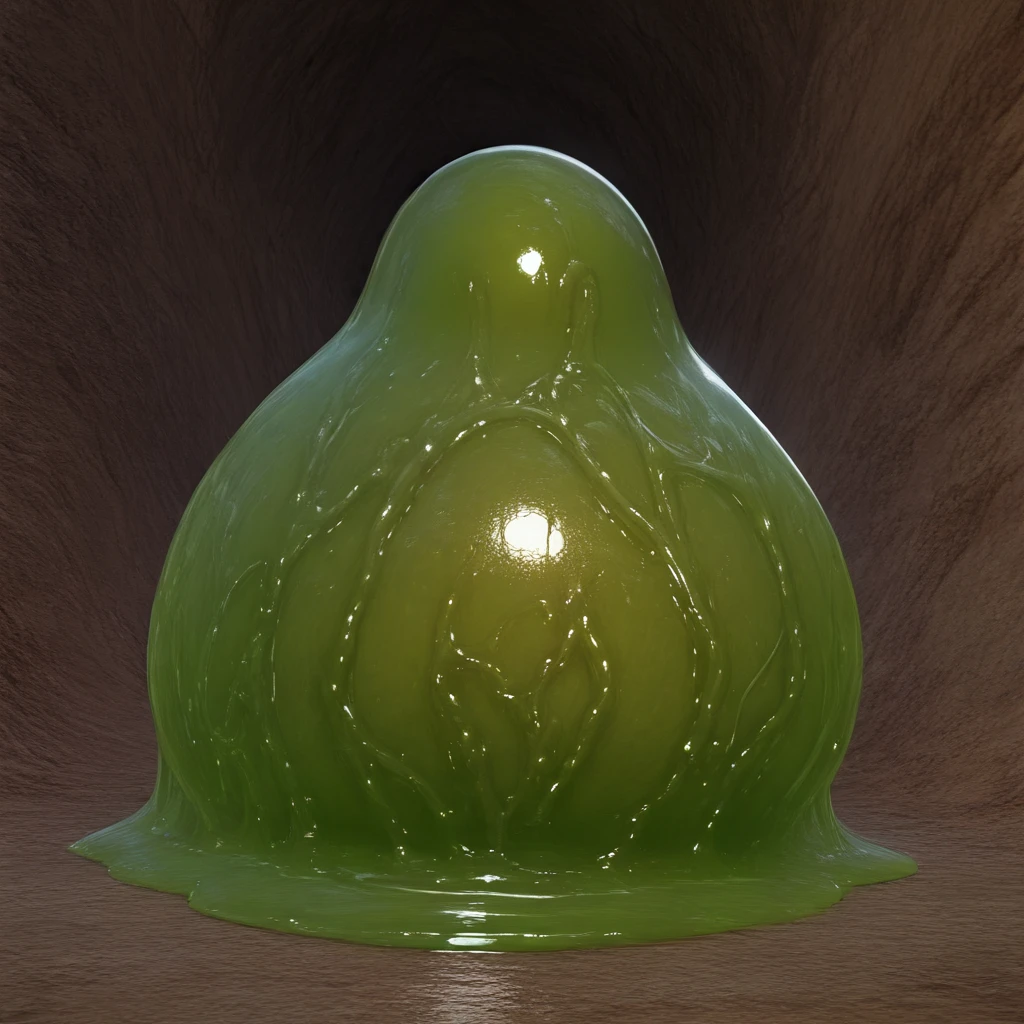 1girl, , slime girl, (translucent body:1.2), (translucent slime skin:1.5), (slime body), (slimy liquid covering body), body melting into liquid, (masterpiece), cinematic rendering, sharp focus, (looking at viewer), (pink slime), , neon lights, iconic pose, very dark, low key, detailed facial features, pink fog, vibrant colours, slime background, 35mm)