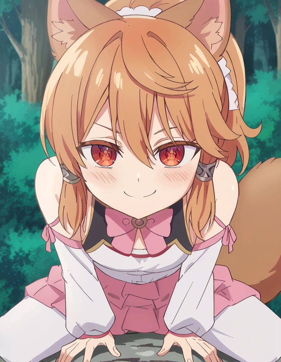score_9, score_8_up, score_7_up, source_anime, <lora:seireigensouki-latifa-s2-ponyxl-lora-nochekaiser:1>, latifa, bangs, animal ears, hair between eyes, tail, red eyes, ponytail, orange hair, animal ear fluff, fox ears, fox tail, hair tubes, fox girl, anime screencap,, skirt, shirt, long sleeves, bow, bare shoulders, pantyhose, detached sleeves, pink skirt, white pantyhose, stream, water, rocks, flow, forest, smile, <lora:good-morning-my-brother-ponyxl-lora-nochekaiser:1> good morning my brother, good morning my brother! (meme), good morning, pajamas, hands on another's stomach, meme, straddling, leaning forward, pov, girl on top, blush, smile, smug, cowboy shot,, looking at viewer, solo,, cowboy shot